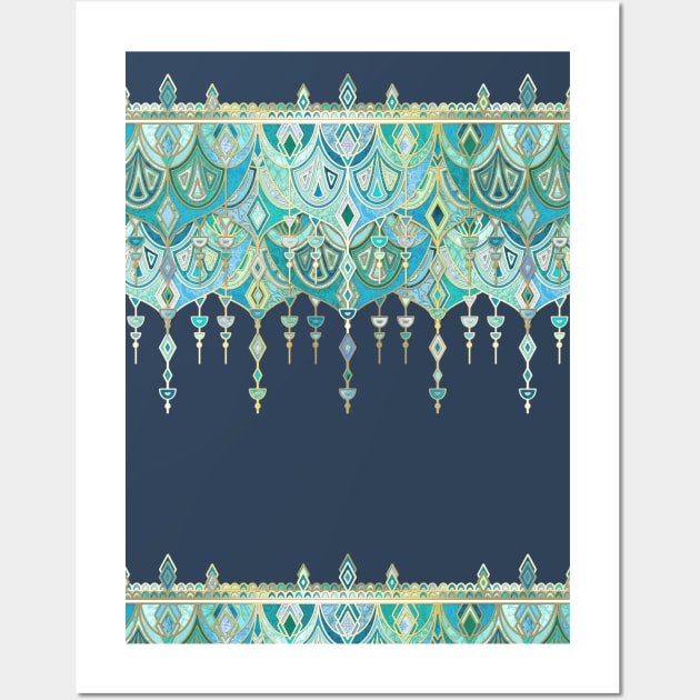 Art Deco Double Drop in Blues and Greens Wall Art by micklyn